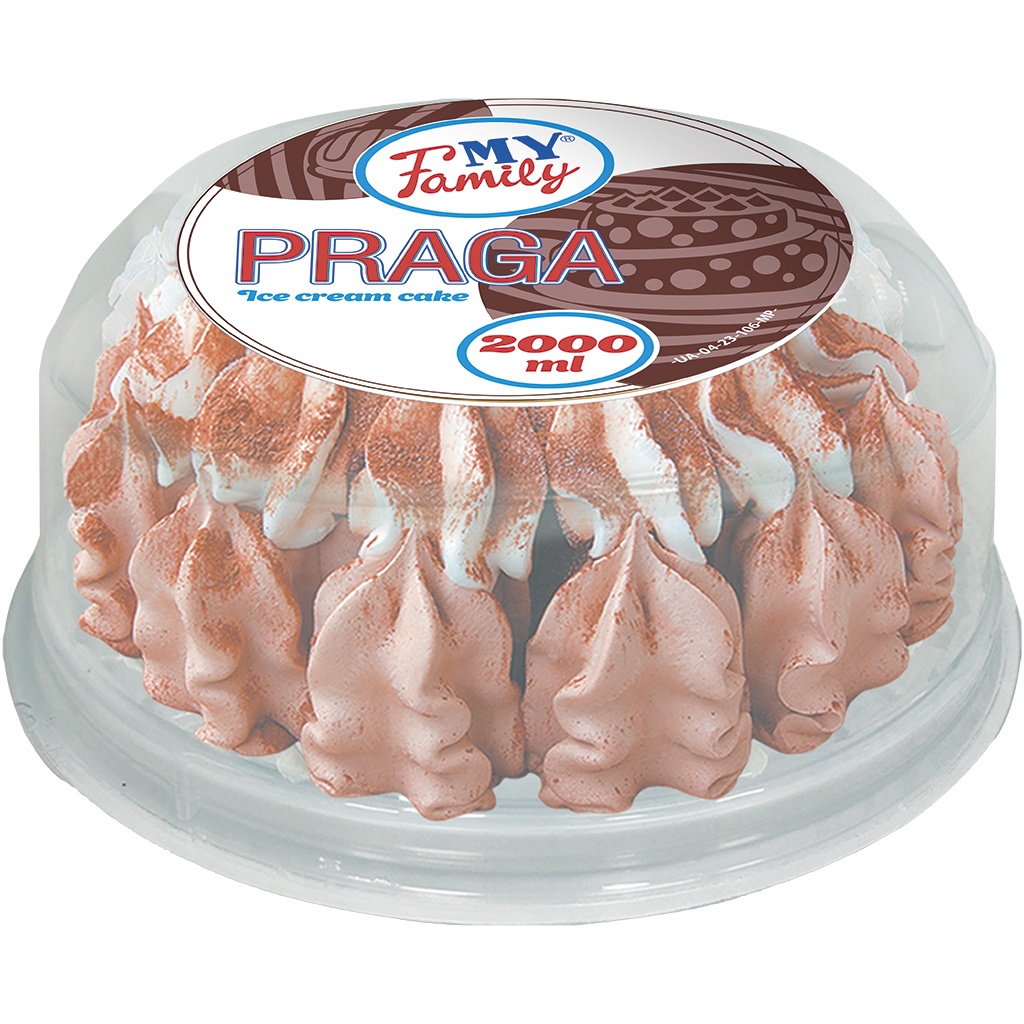 "PRAGA" ijsgebak van vanillesmaak-ijs en mager cacao-ijs