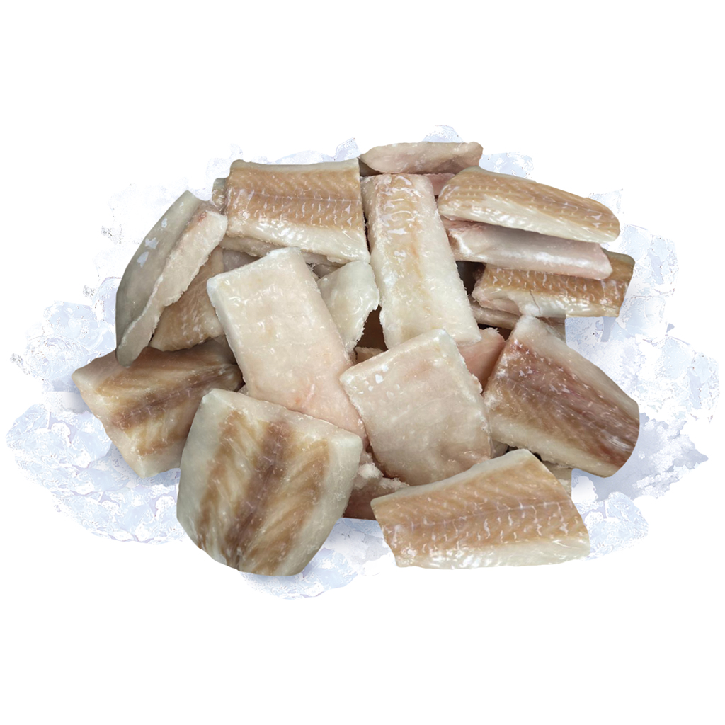 Kabeljauw - filetlapjes, diepgevroren, rauw, geglazuurd.