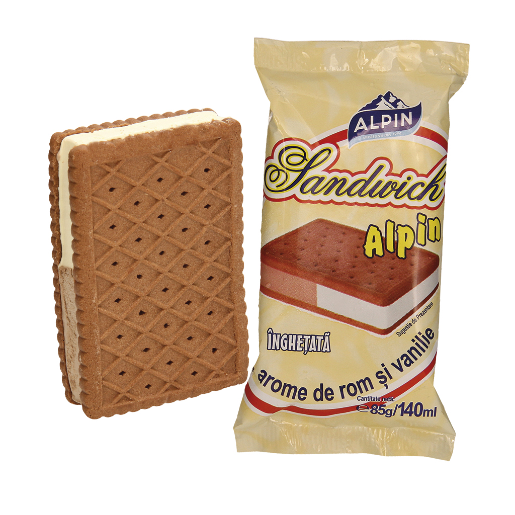 Мороженое со вкусом ванили и рома между двумя печеньями с ка