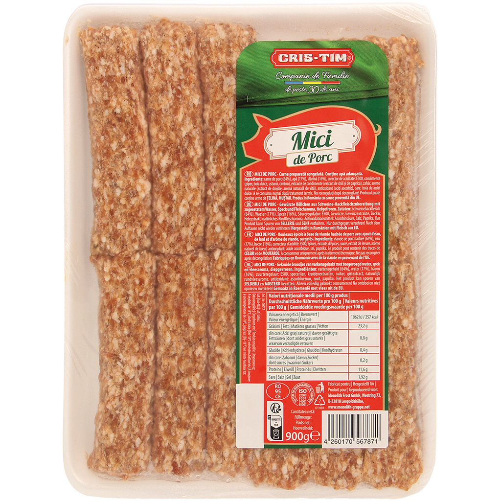 MICI DE PORC -  Pулетики из фарша свинины, приправленные, замороженные