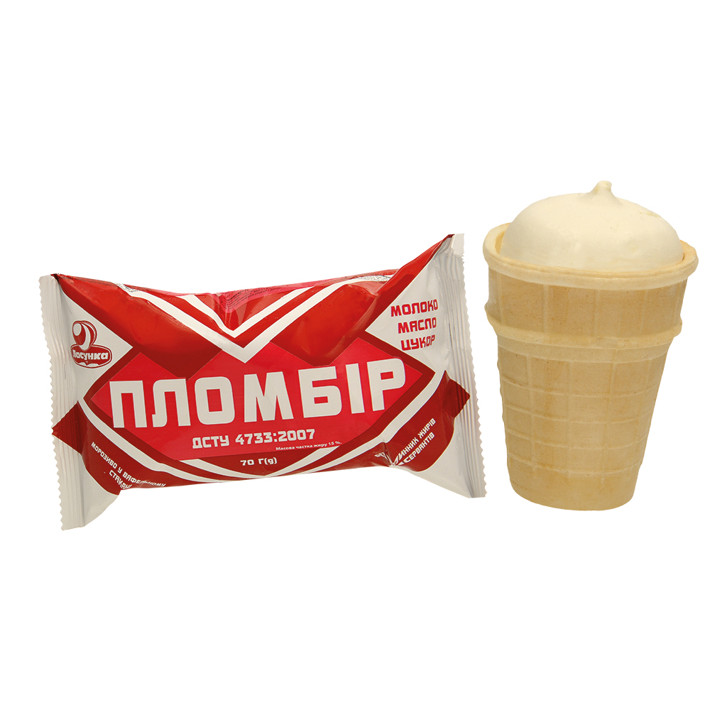 Мороженое пломбир в вафельном стакане