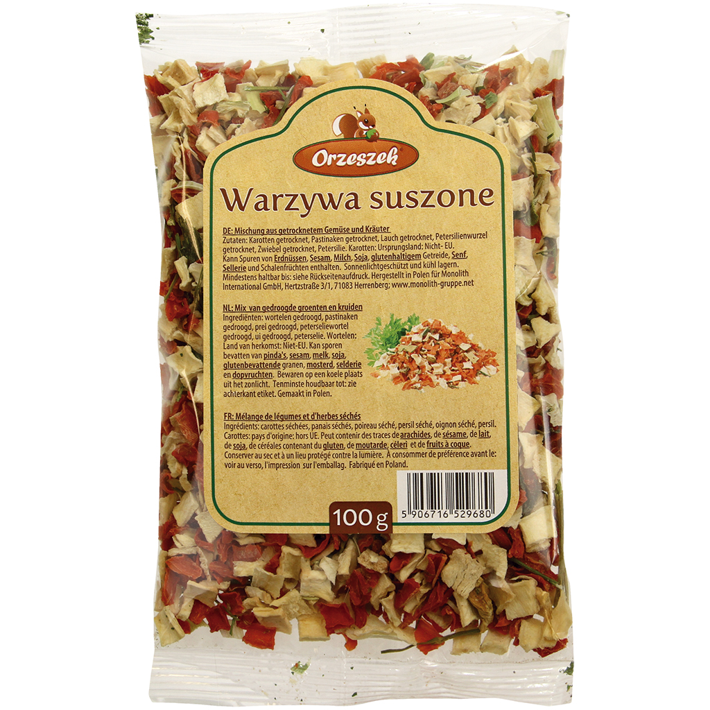 Mengsel van gedroogde groenten en kruiden