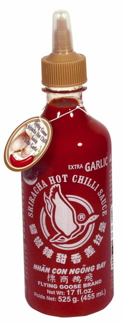 Sriracha pikante saus met knoflook