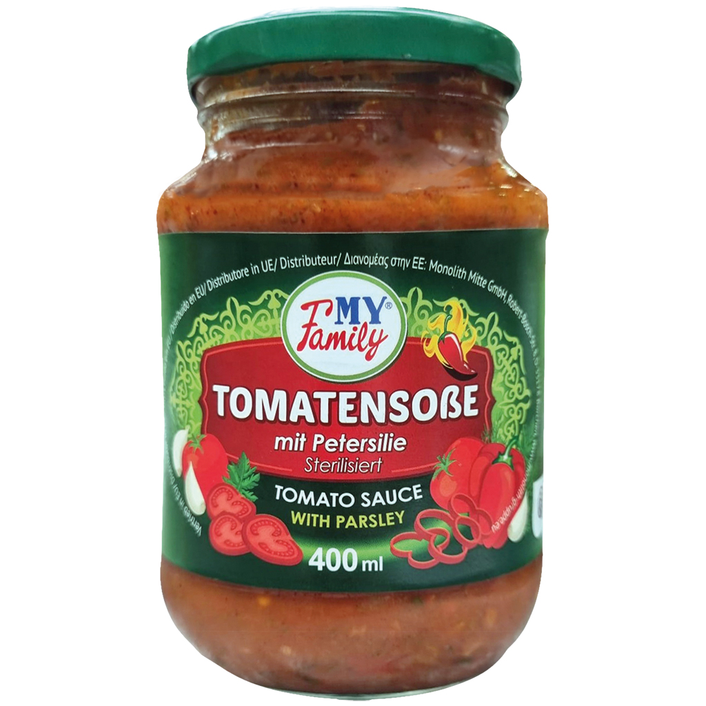 "MY FAMILY" Tomatensaus met peterselie. Gesteriliseerd.