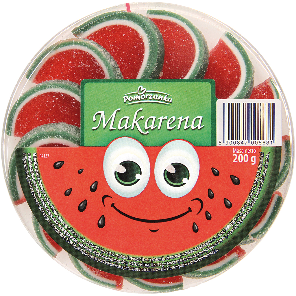 Gezoete gelée-fruit met watermeloensmaak "Makarena Wassermel