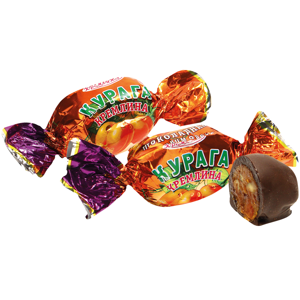 Конфета с ароматизированной начинкой из абрикоса и грецким о