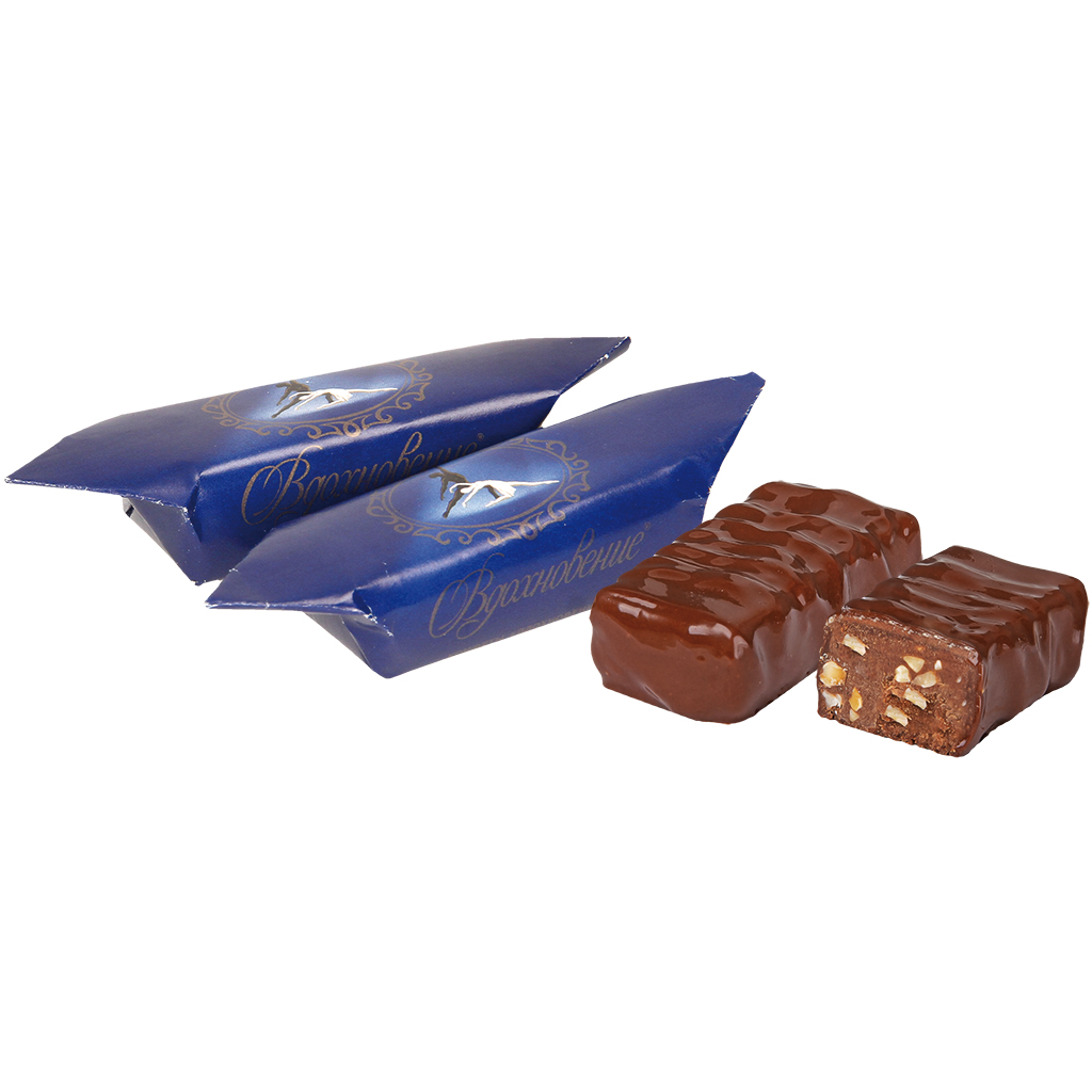 Konfekt "Vdochnovenie" met hazelnoten in cacaohoudende vetglazuur