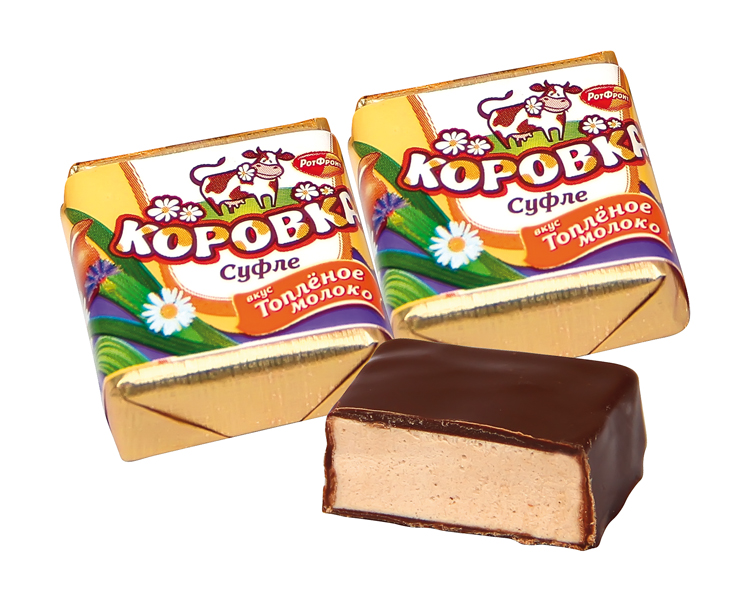 Конфеты суфле "Коровка" со вкусом топленого молока, в какаосодержащей глазури