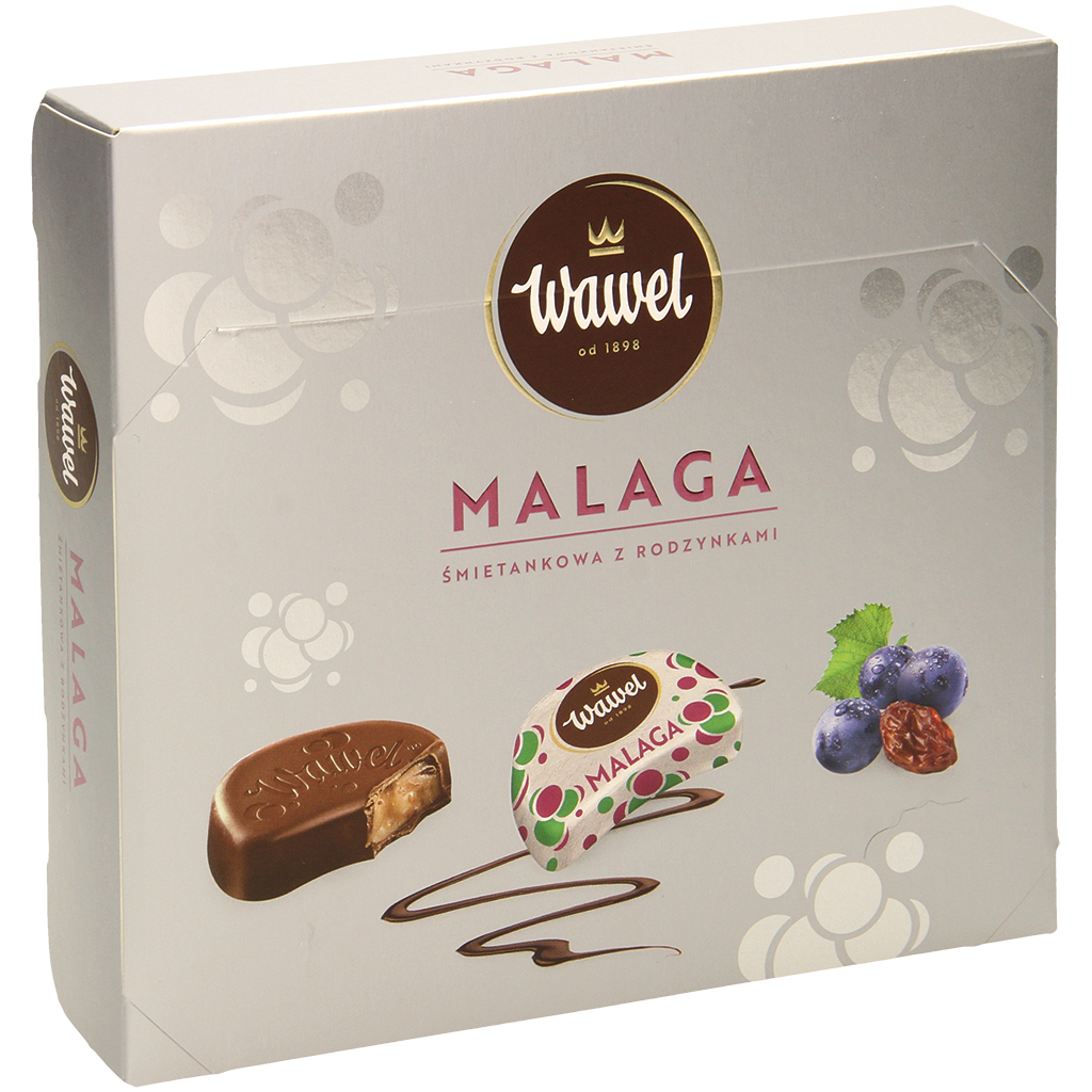 Chocoladesnoep met rozijn- en roomvulling (50%) "Malaga"