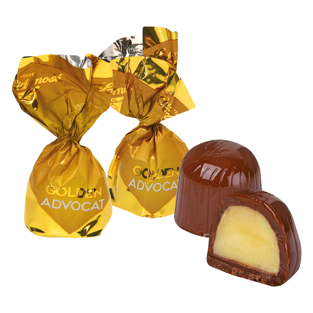 Chocolade snoep "Golden Advocat" met eierlikeur vulling