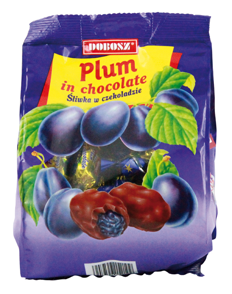 Gedroogde pruim omhuld met chocolade "Sliwka w czekoladzie"