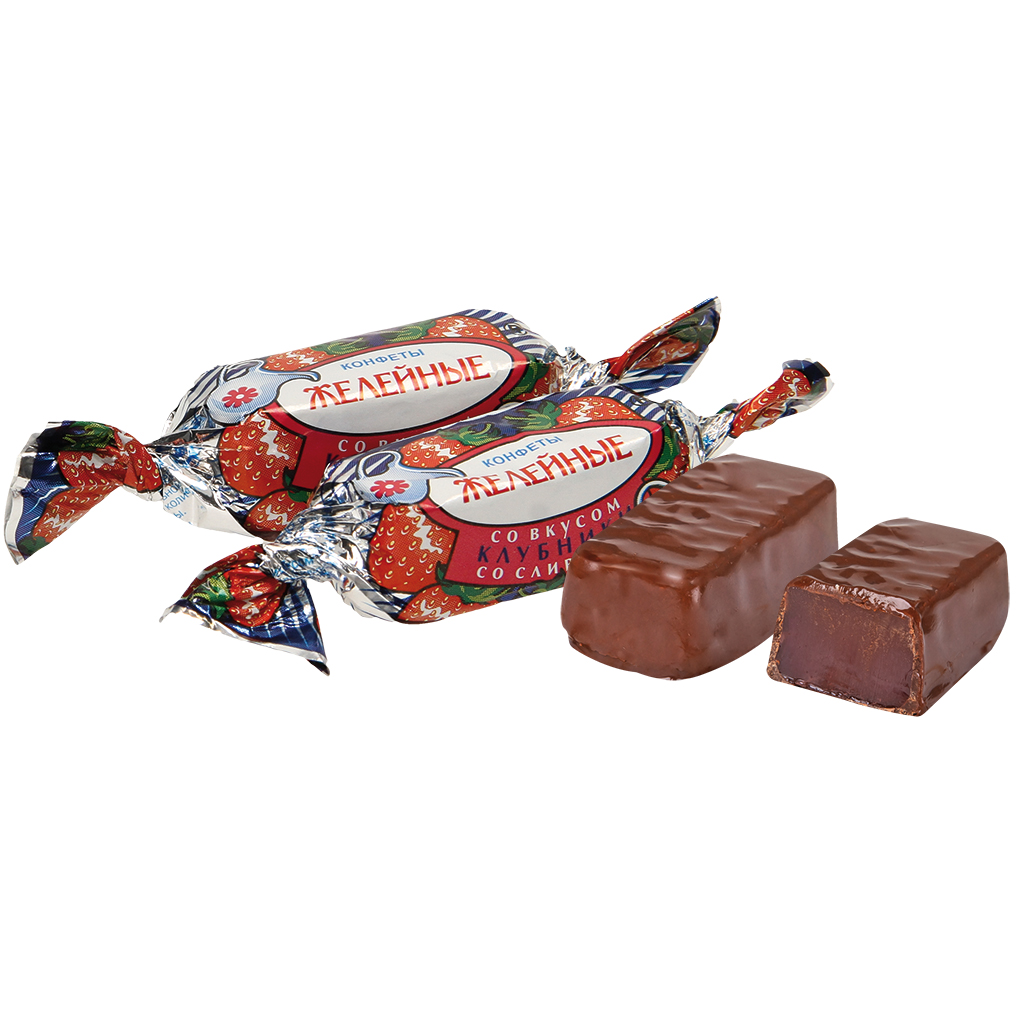 Конфеты "Zhelejnije" с желейным корпусом со вкусом клубники