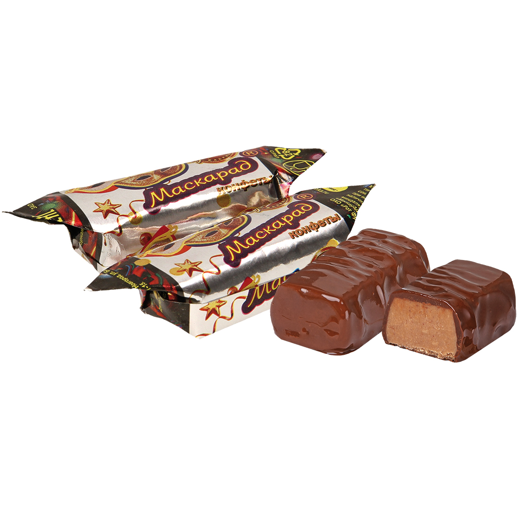 Konfekt "Maskarad" met pinda's in cacaovetglazuur