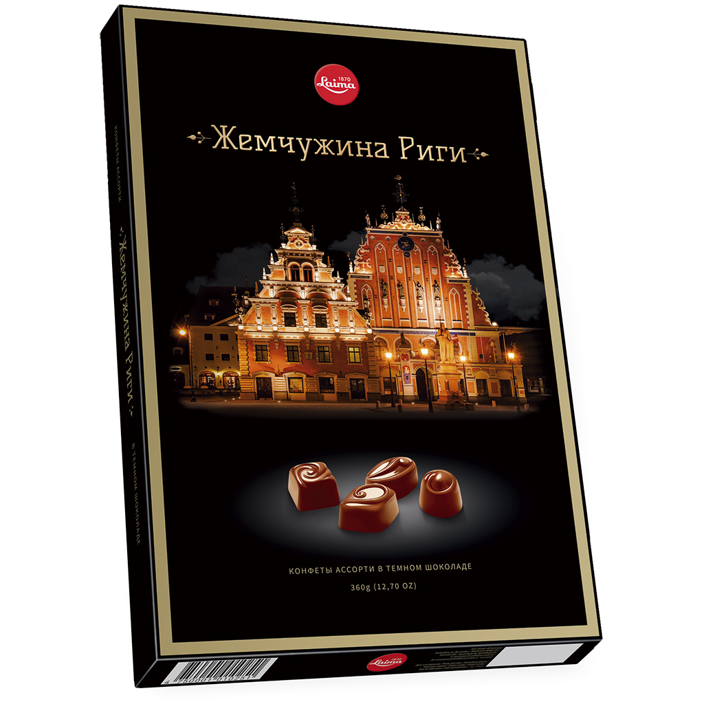 Конфеты ассорти в тёмном шоколаде "Жемчужина Риги"