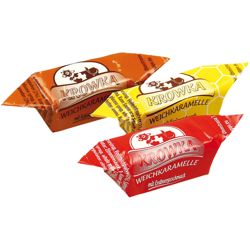 Karamelmix "Korowka" met melk-, aardbeien-, cacao- en honing