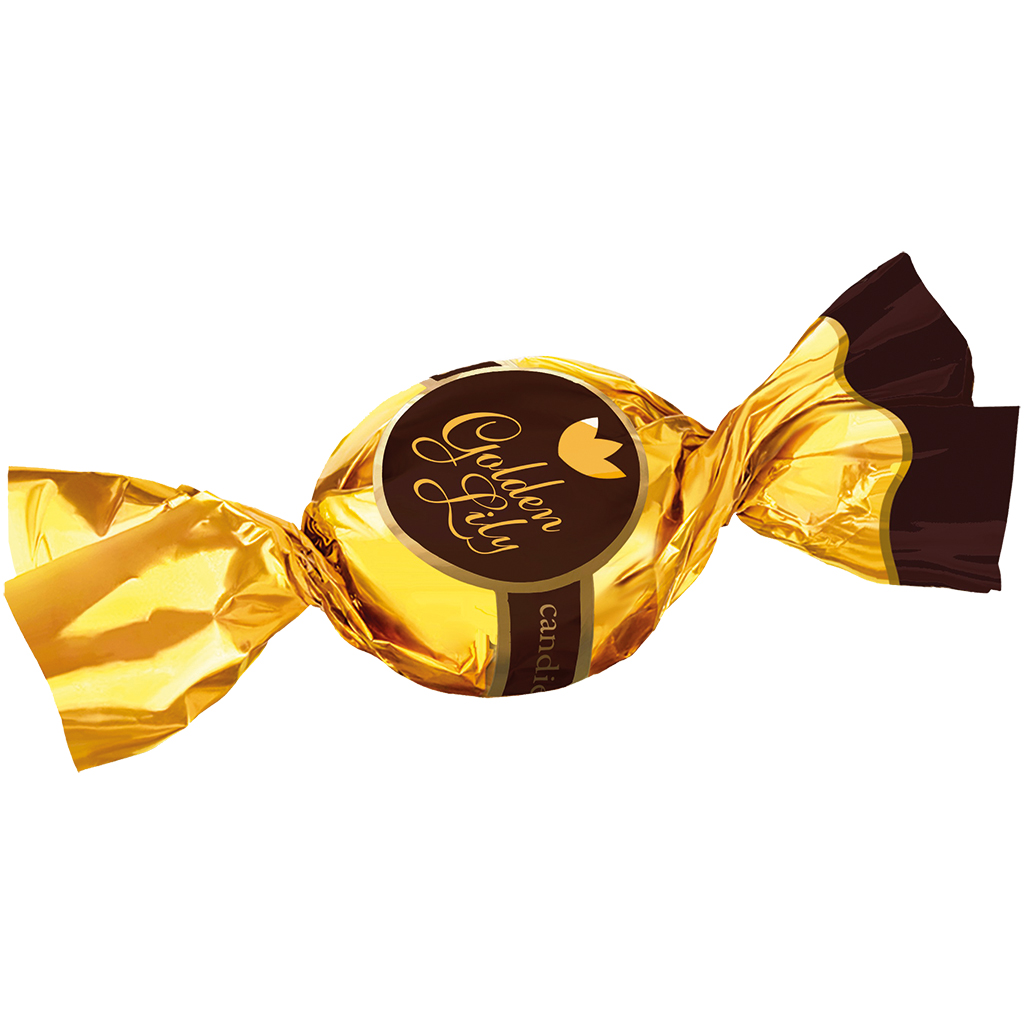 Toffecandy "Golden Lily" met een vulling van koffiesmaak