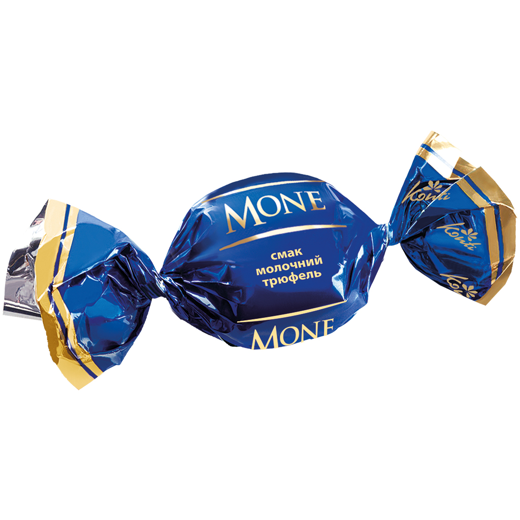 Konfekt "Mone" met melktruffelsmaak in cacaohoudende vetglazuur