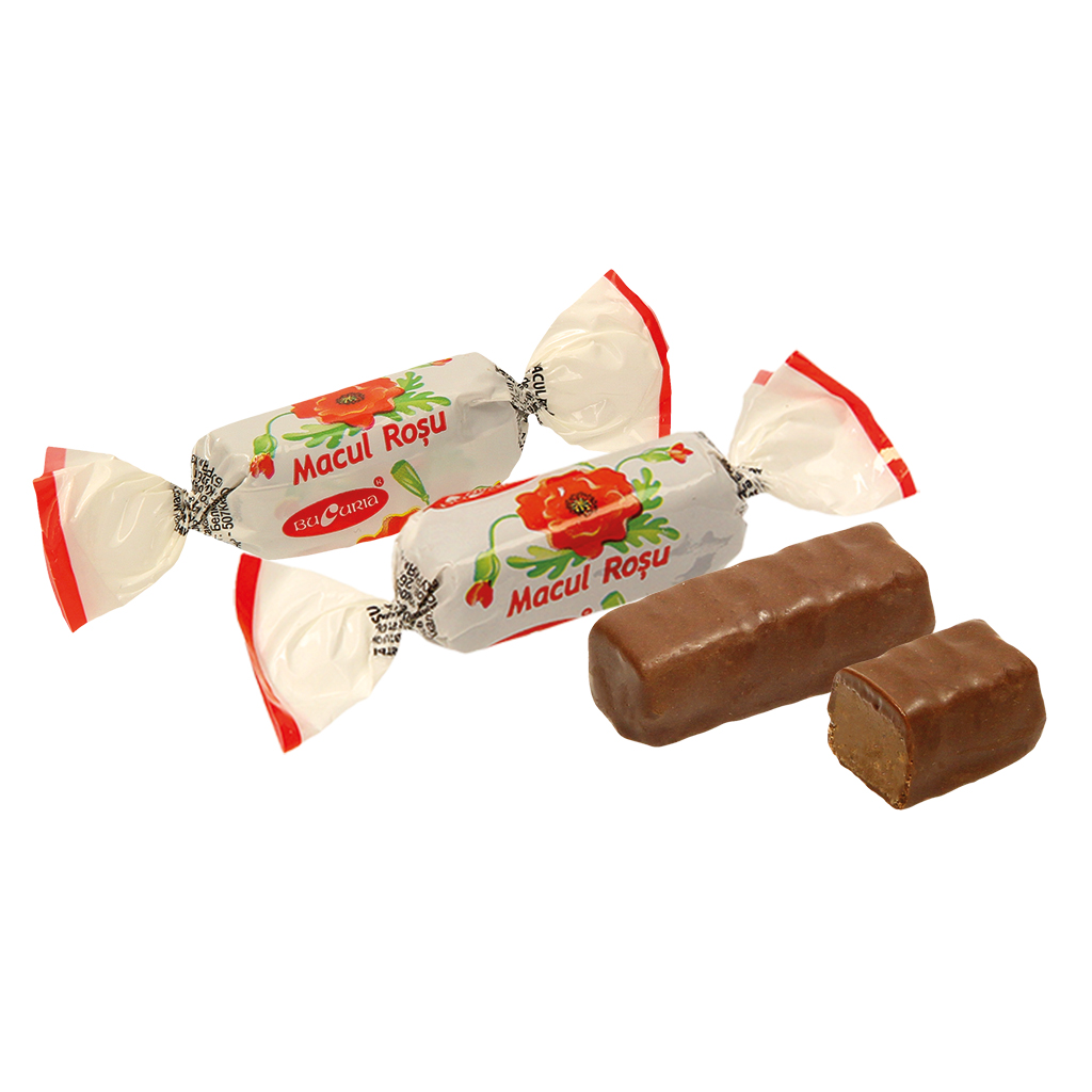 "Rode Macul" Confetti met pinda's en wafelbrokjes, in cacaovetglazuur