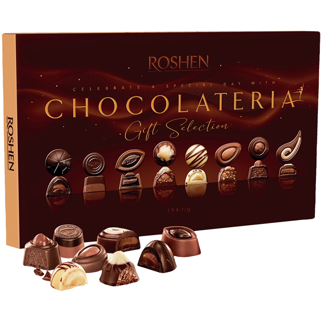 "Chocolateria" Ассорти из конфет из шоколада с различными начинками. Содержит алкоголь.