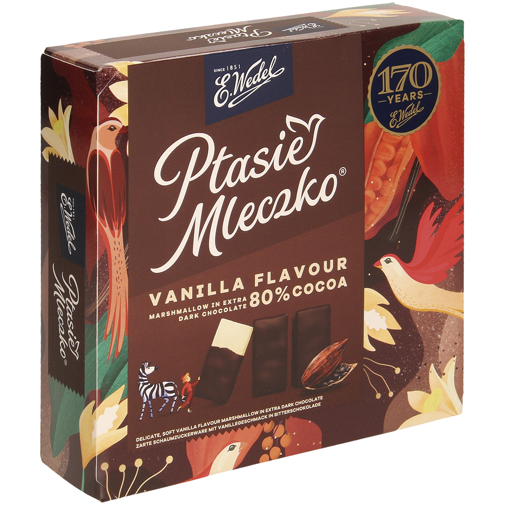 "Ptasie Mleczko Vanilla, extra" Zacht suikerkonfekt met vani