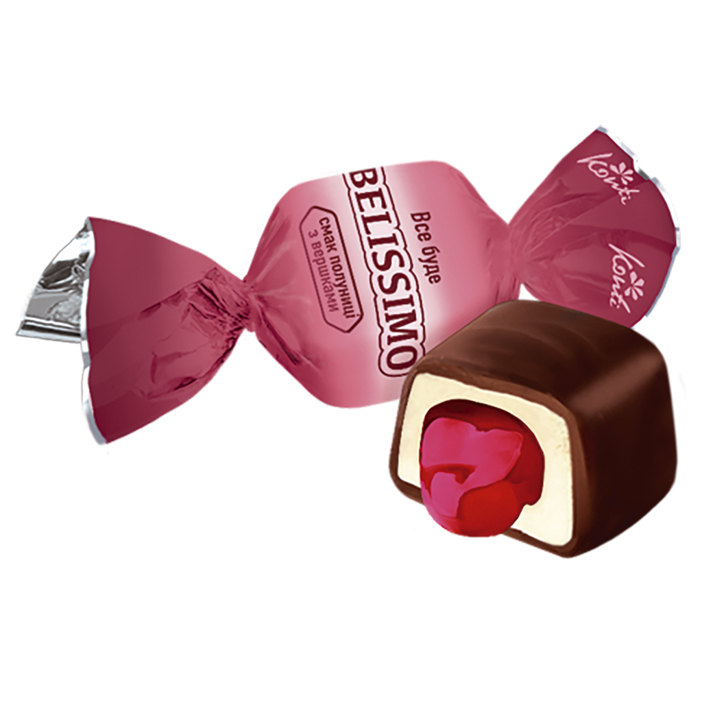 Confetti "Belissimo" met vulling van aardbeien-room smaak