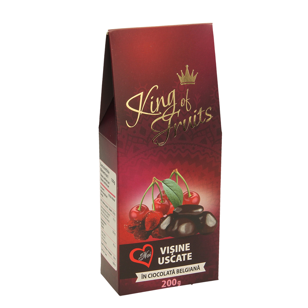 Gedroogde zure kersen, omhuld door chocolade