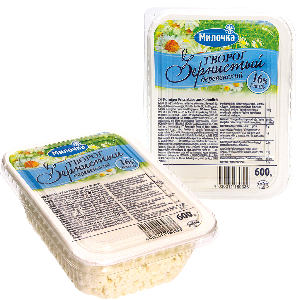 Творог деревенский зернистый 16% жирности