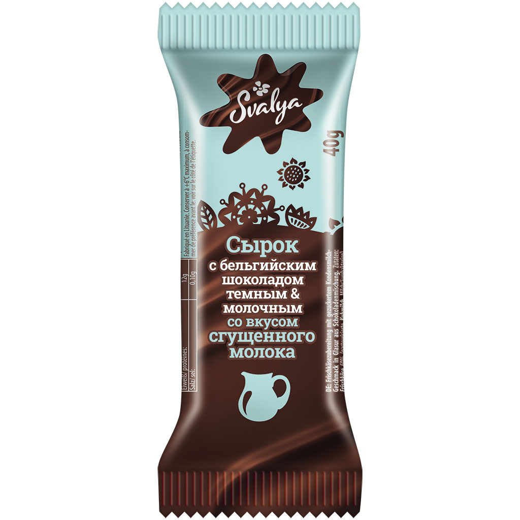 Frischkaasbereiding met gezoete gecondenseerde melk-smaak omhuld met chocolade