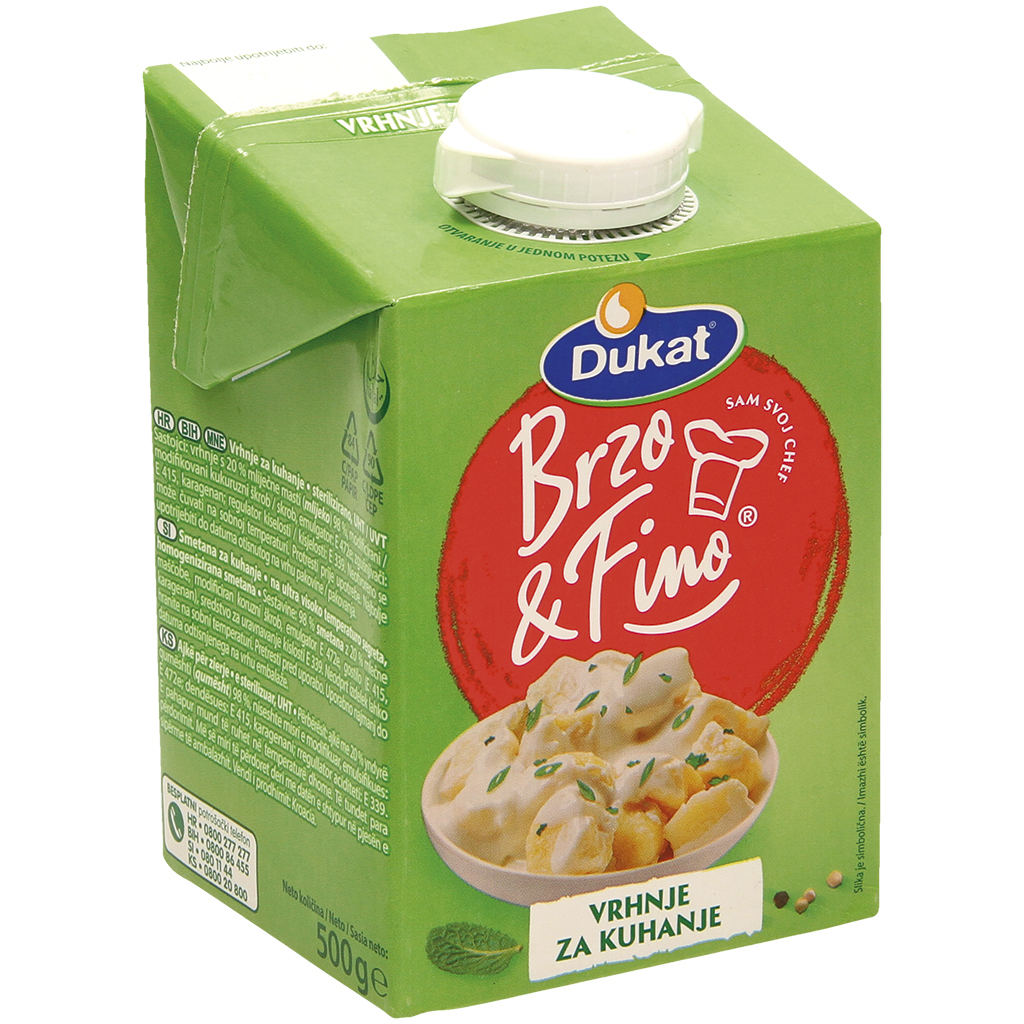 Product op basis van slagroom voor het verfraaien van gerech