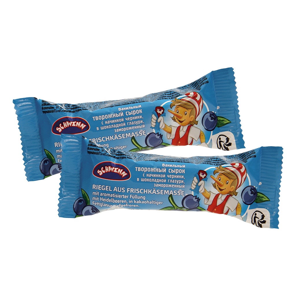 Ванильный творожный сырок с начинкой черники, в шоколадной г