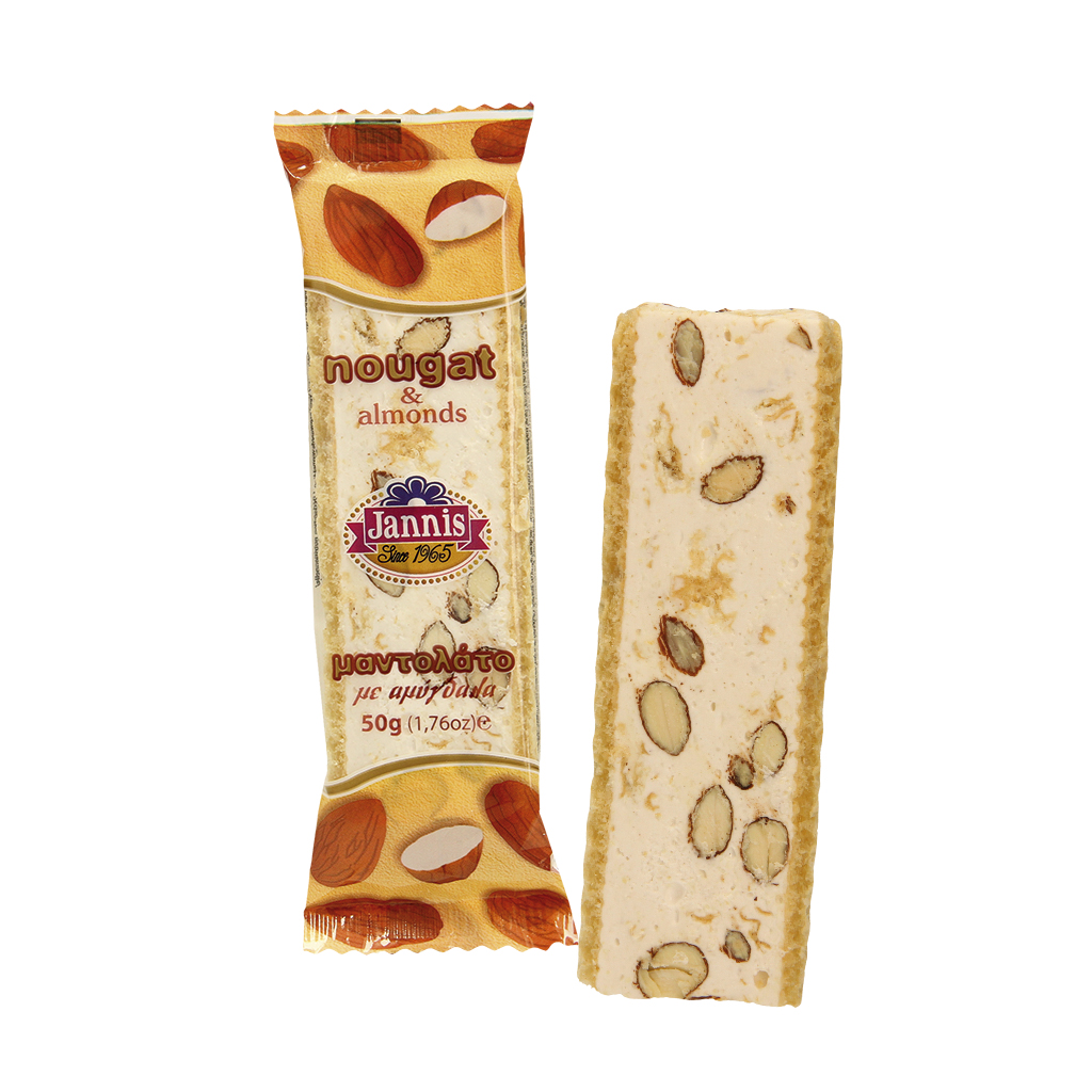 Белая нуга с миндалем между вафлями