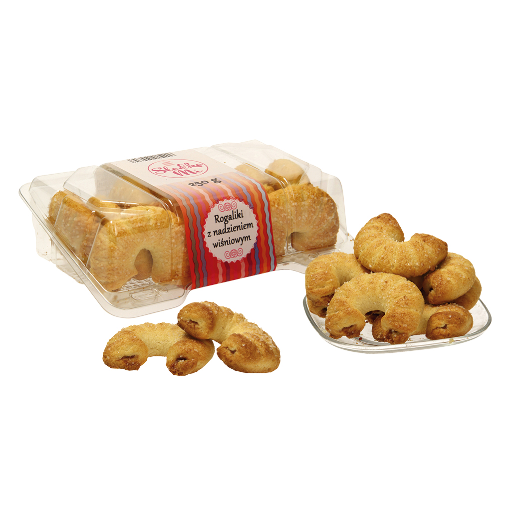 Kruimelkoekjes "Rogaliki" met appel-kers-aroniapuree met ker