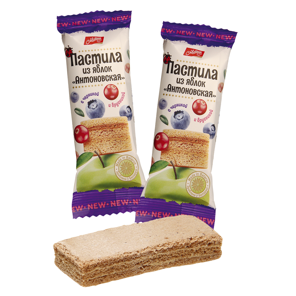 Pastila snoepgoed op basis van appelmoes met bosbessen- en veenbessenpuree