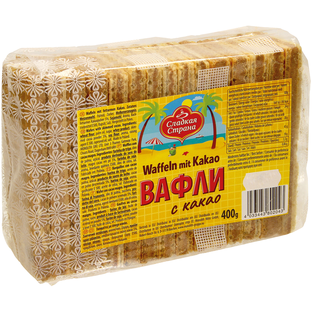Wafels met magere cacao