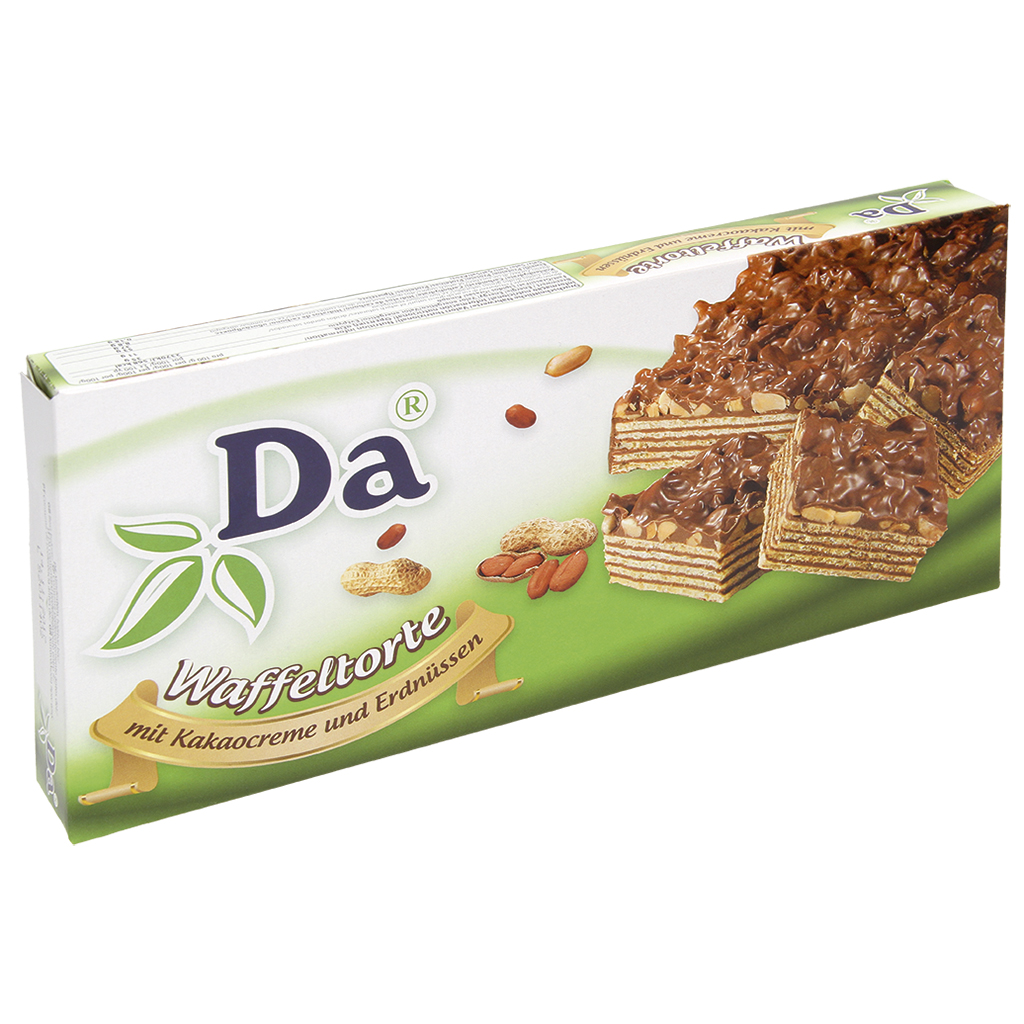 Wafeltorta "DA" met cacao crème (45,3%) en pinda's