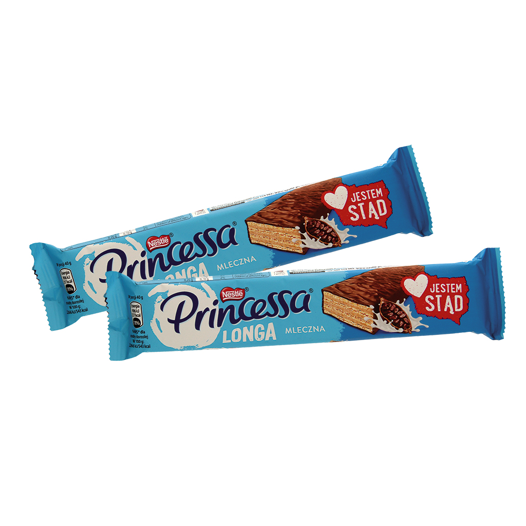 Wafelreep met 47,5% cacao-houdende crème in melkchocola