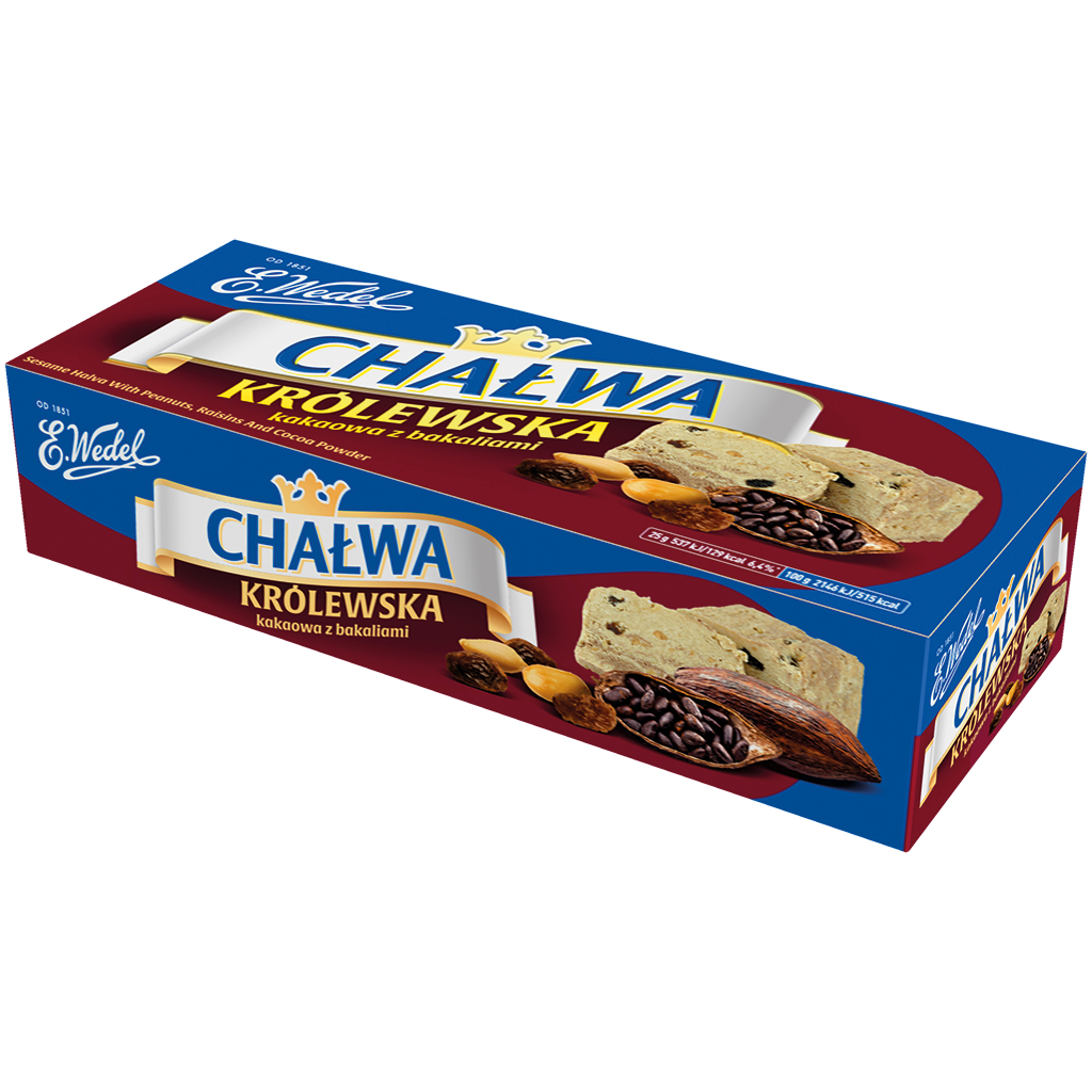 E. Wedel Koninklijke Sesam Halva met Pinda's, Rozijnen en Cacaopoeder 250 g