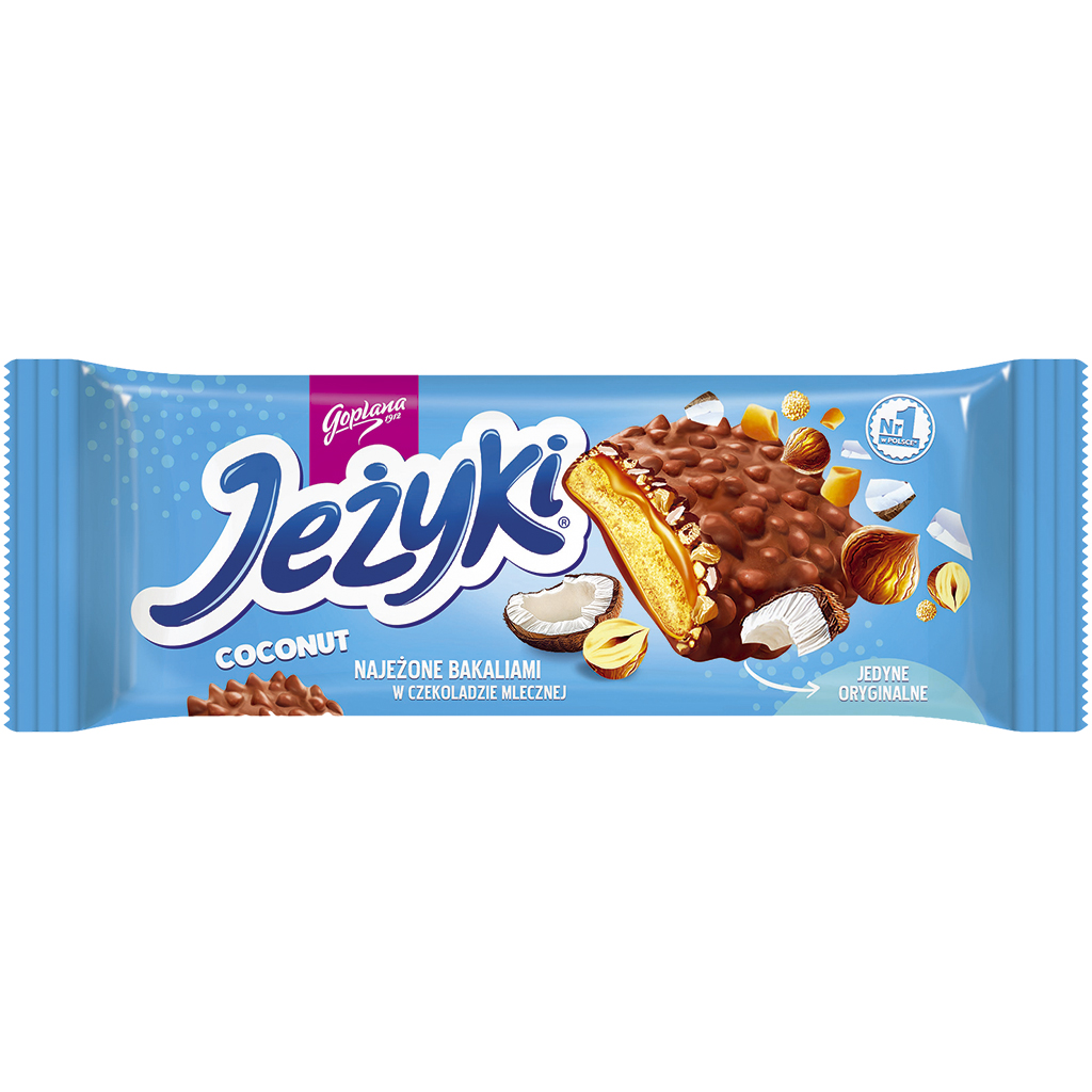 Печенье бисквитное "Jezyki Кокосовые" с карамельным топпинго