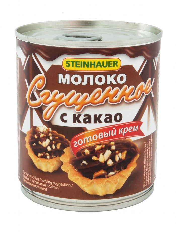 Gezoet gecondenseerde melk product met magere cacao