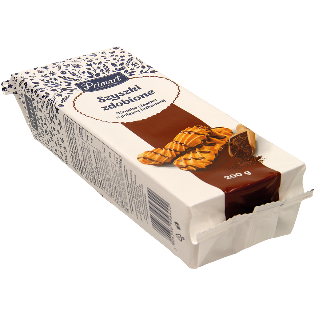 Zandkoekjes met decor van cacaoglazuur "Szyszki zdobione"