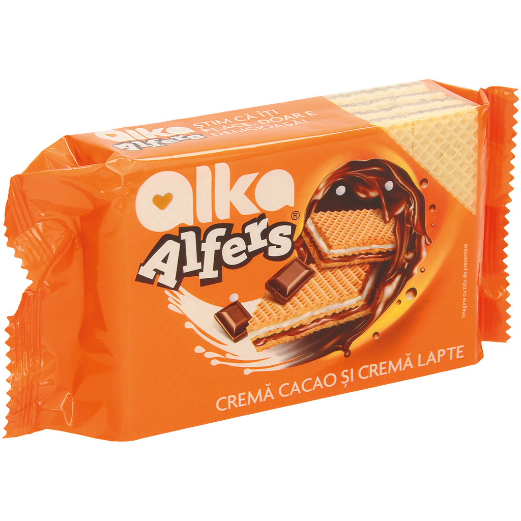 Wafels met twee vullingen: chocolade-smaak (36%) en room-sma