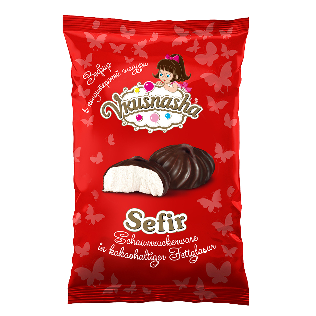 Schaumzuckerwaren "Sefir" in cacao-houdende vetglazuur
