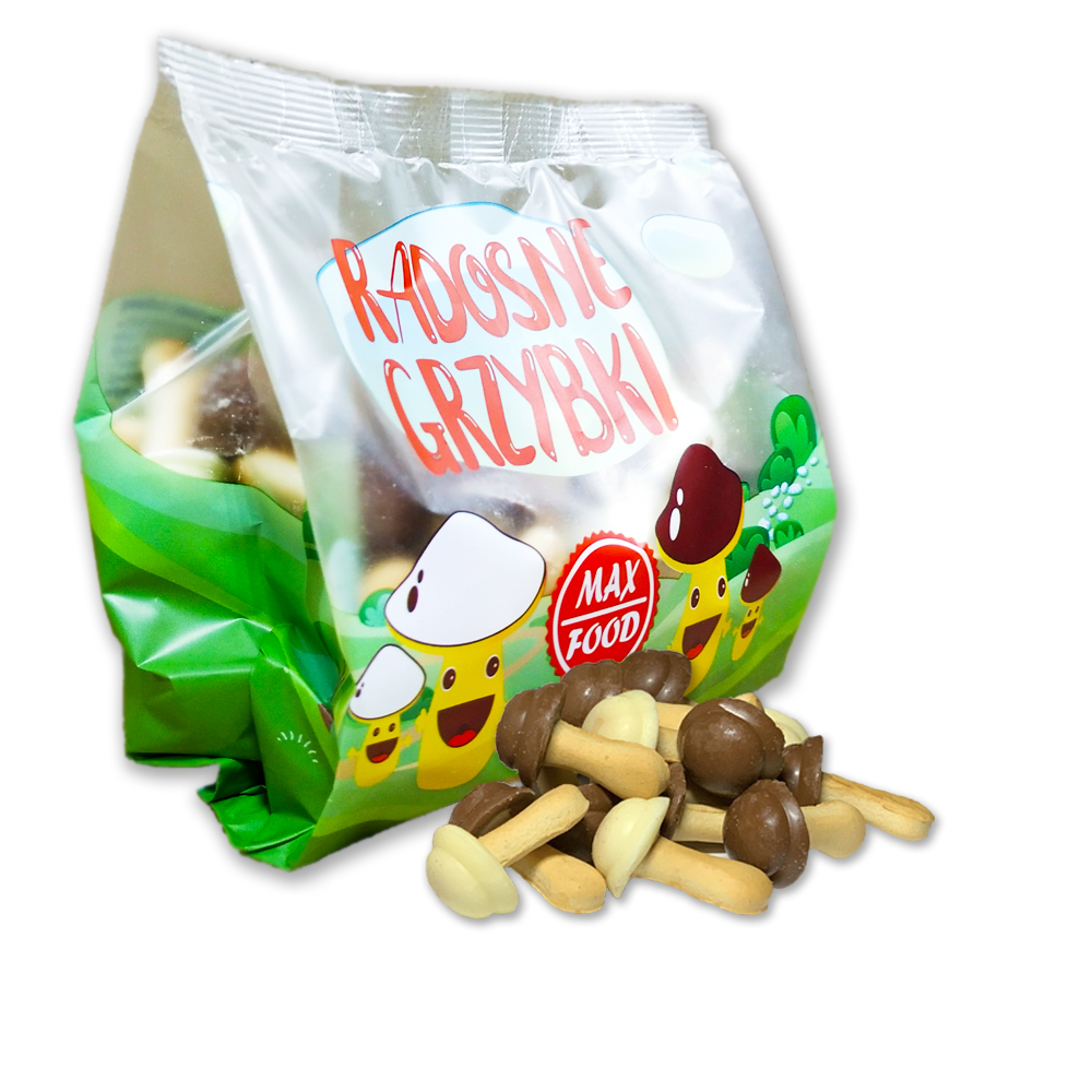 "Весёлые грибочки" печенье с белой и какао-глазурью, смешанные