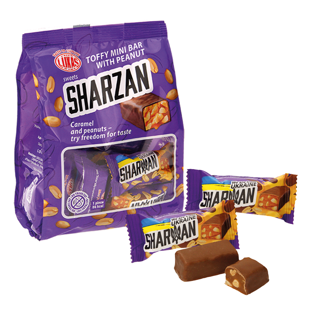 Confectie "Sharzan" van karamel (60,1%) en geroosterde pinda