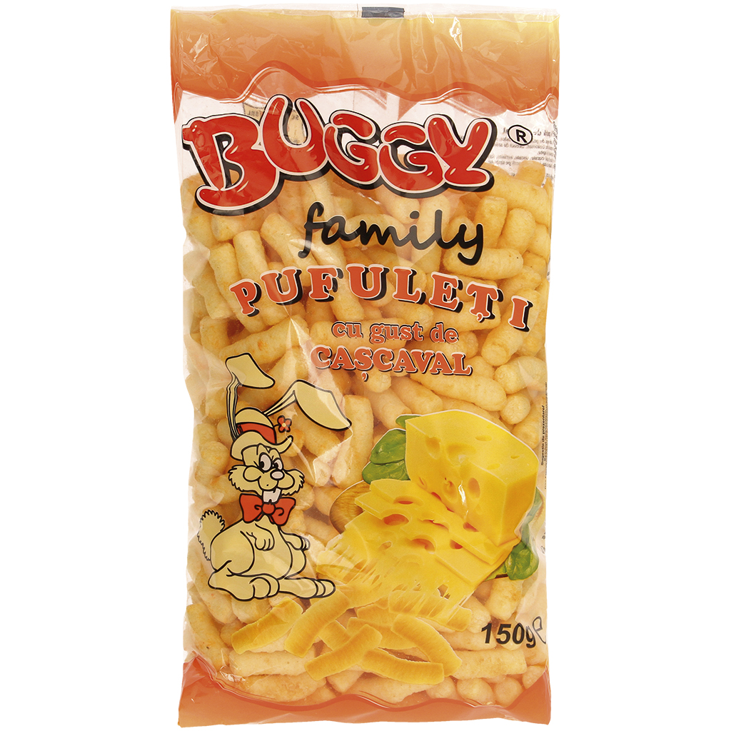 Maïs-snackproduct met kaas-smaak.