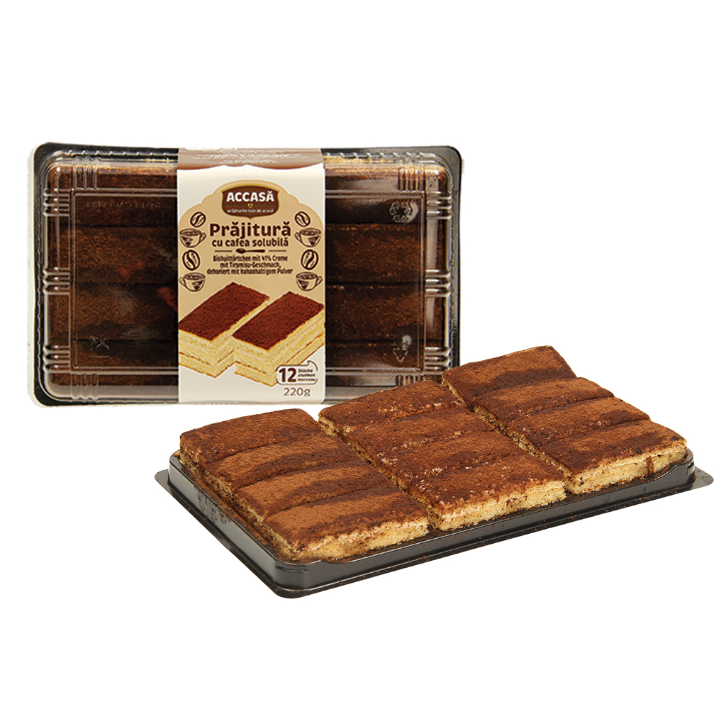 Бисквитные тортики с 41% кремом со вкусом тирамису, украшенн