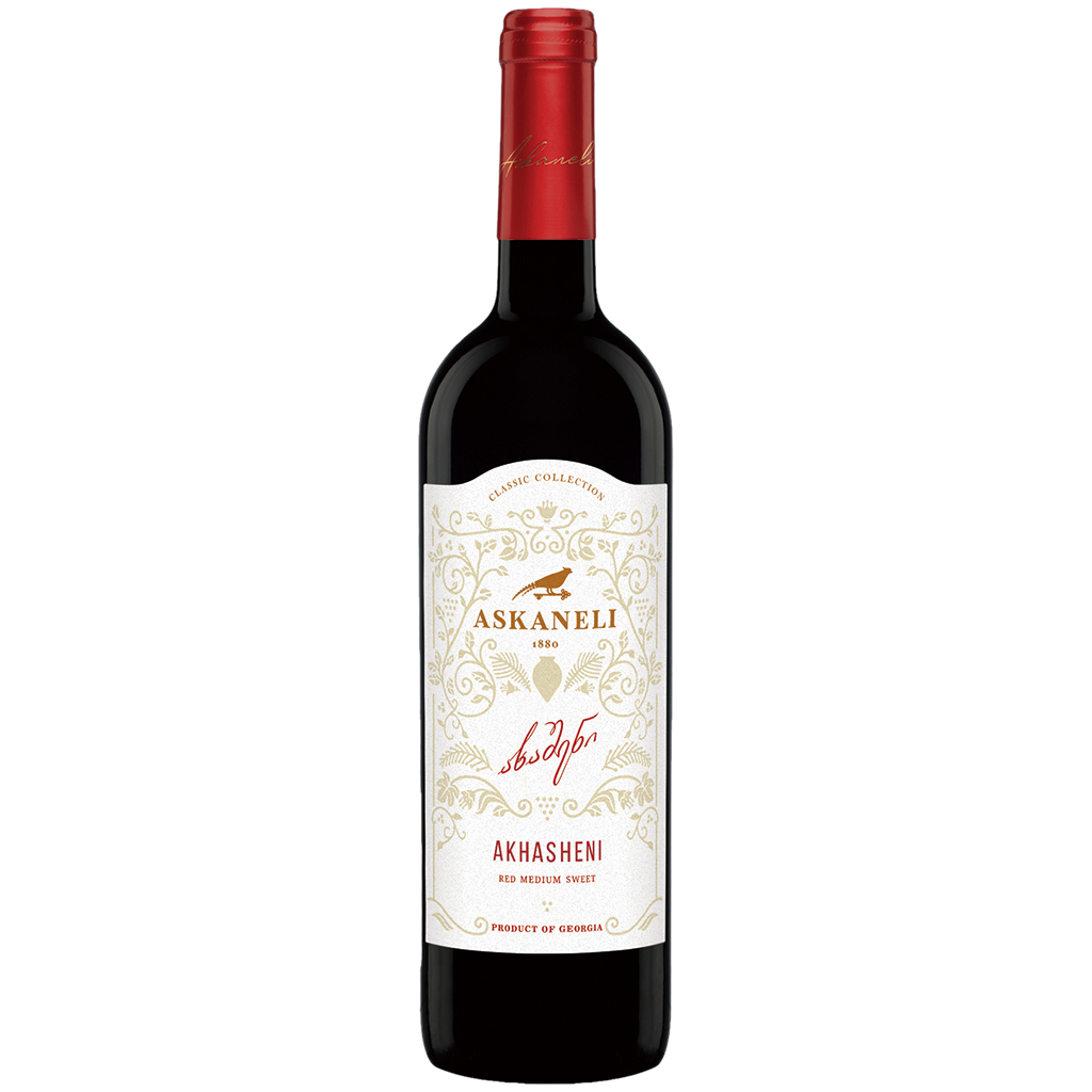 "Akhasheni" rode wijn uit Georgië, zoet, 12% vol.