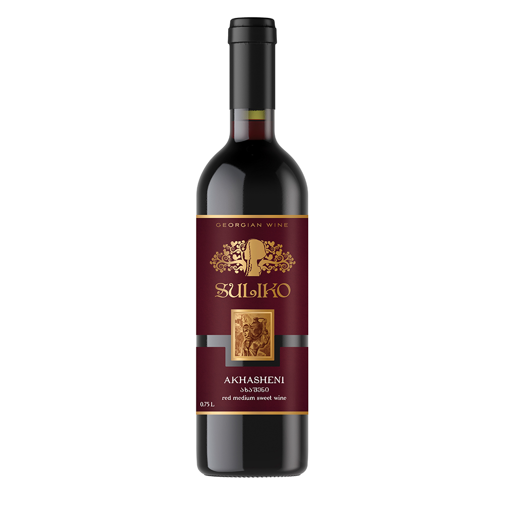 "Akhasheni" Красное полусладкое вино из Грузии, 12% алк.