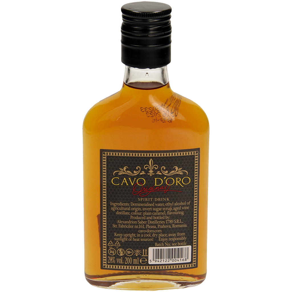 Roemeense sterke drank "Cavo Doro", 28% vol.
