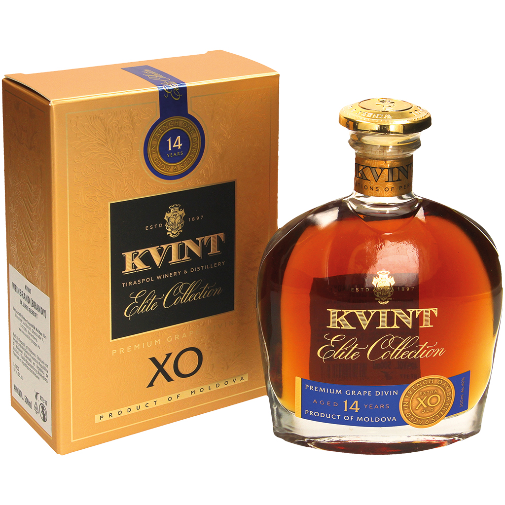 Wijnbrand (Brandy) "Kvint" in Geschenkdoos / 14 jaar, 40% vol.